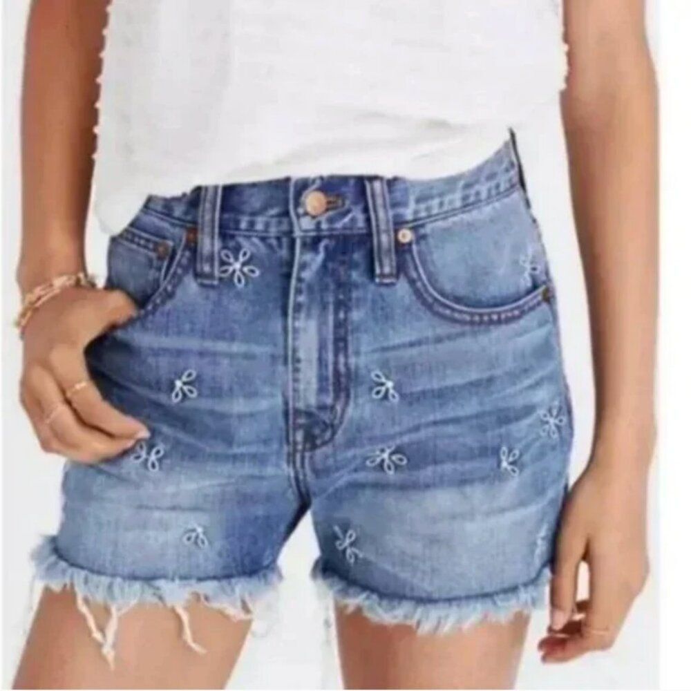 Madewell The Perfect Jean Short: Daisy Embroidered Edition High Waisted Size 28
